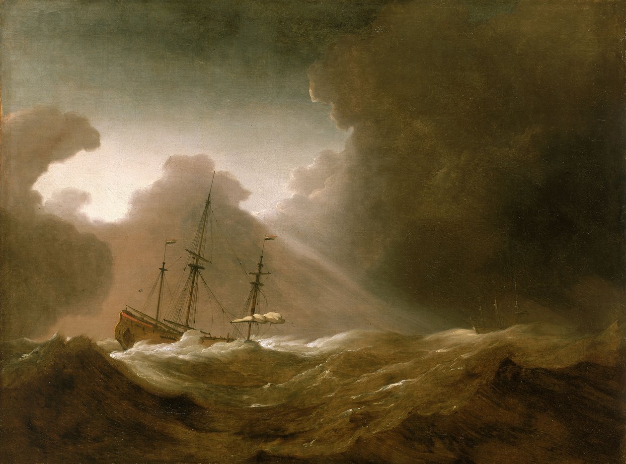 Egy holland hajó a viharban, 1690 körül (olaj, vászon) alkotó: Willem van de Velde the Younger