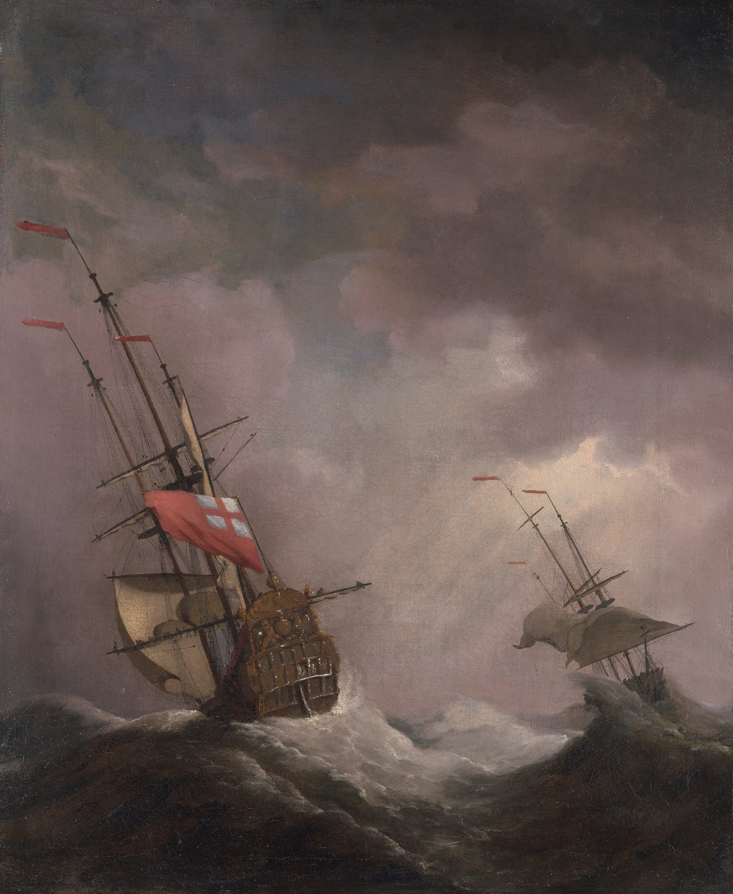 Egy angol hajó a tengeren, száguldozik a szélben alkotó: Willem van de Velde the Younger
