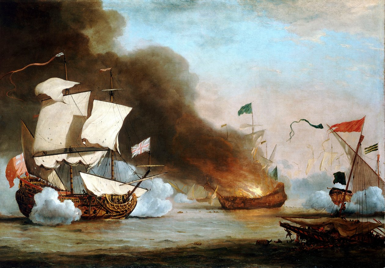 Angol hajó harcban a barbár korzárokkal, 1680 körül, 1685 körül (olaj, vászon) alkotó: Willem van de Velde the Younger