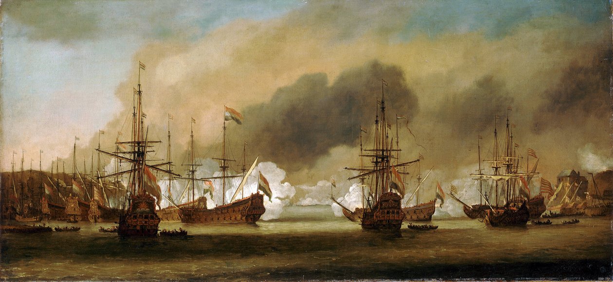 Bergeni (vagy vageni) csata (Norvégia), 1665. augusztus 3. (1665. augusztus 13.) alkotó: Willem van de Velde the Younger