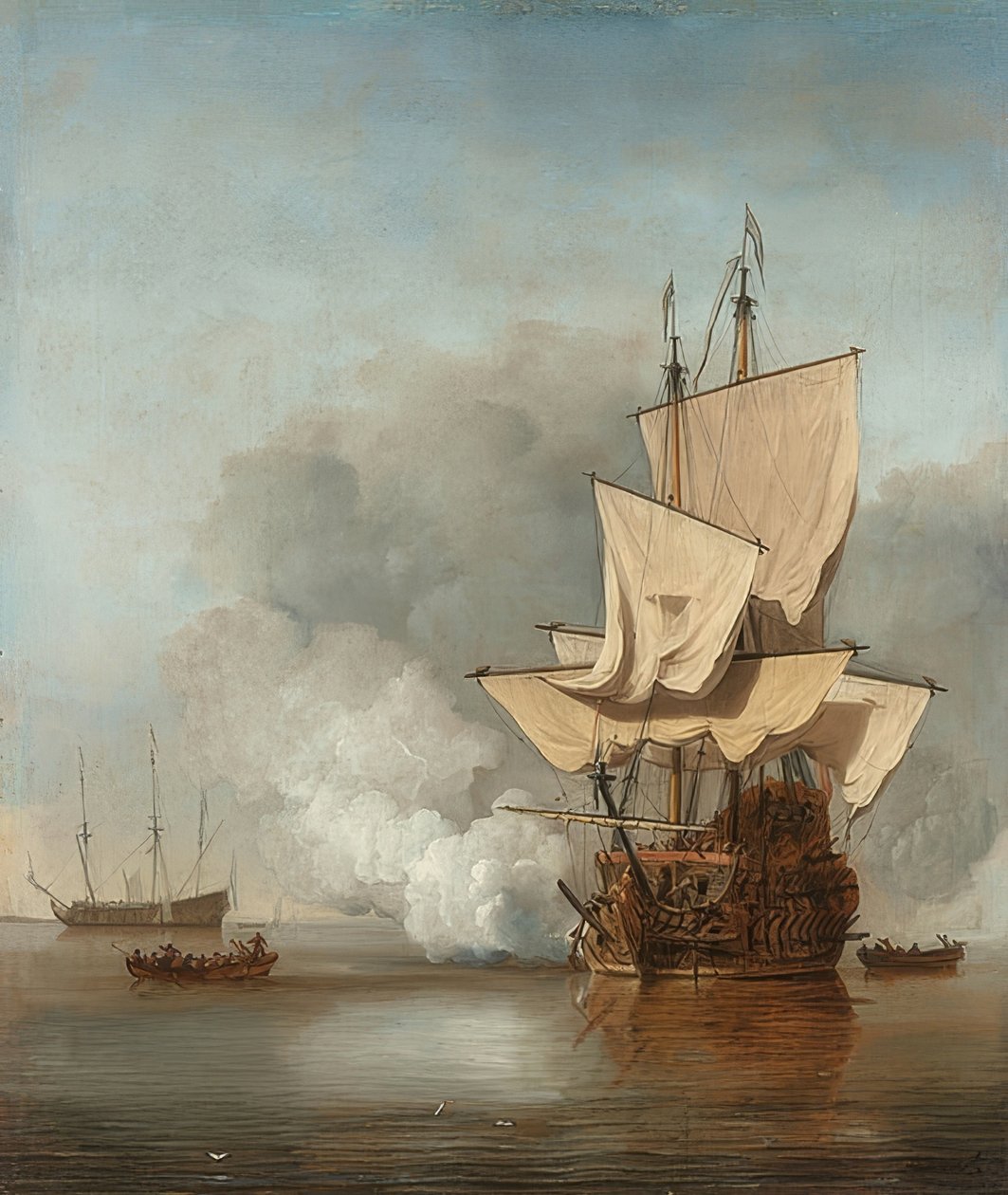 Az ágyúlövés. 1680 körül alkotó: Willem van de Velde the Younger