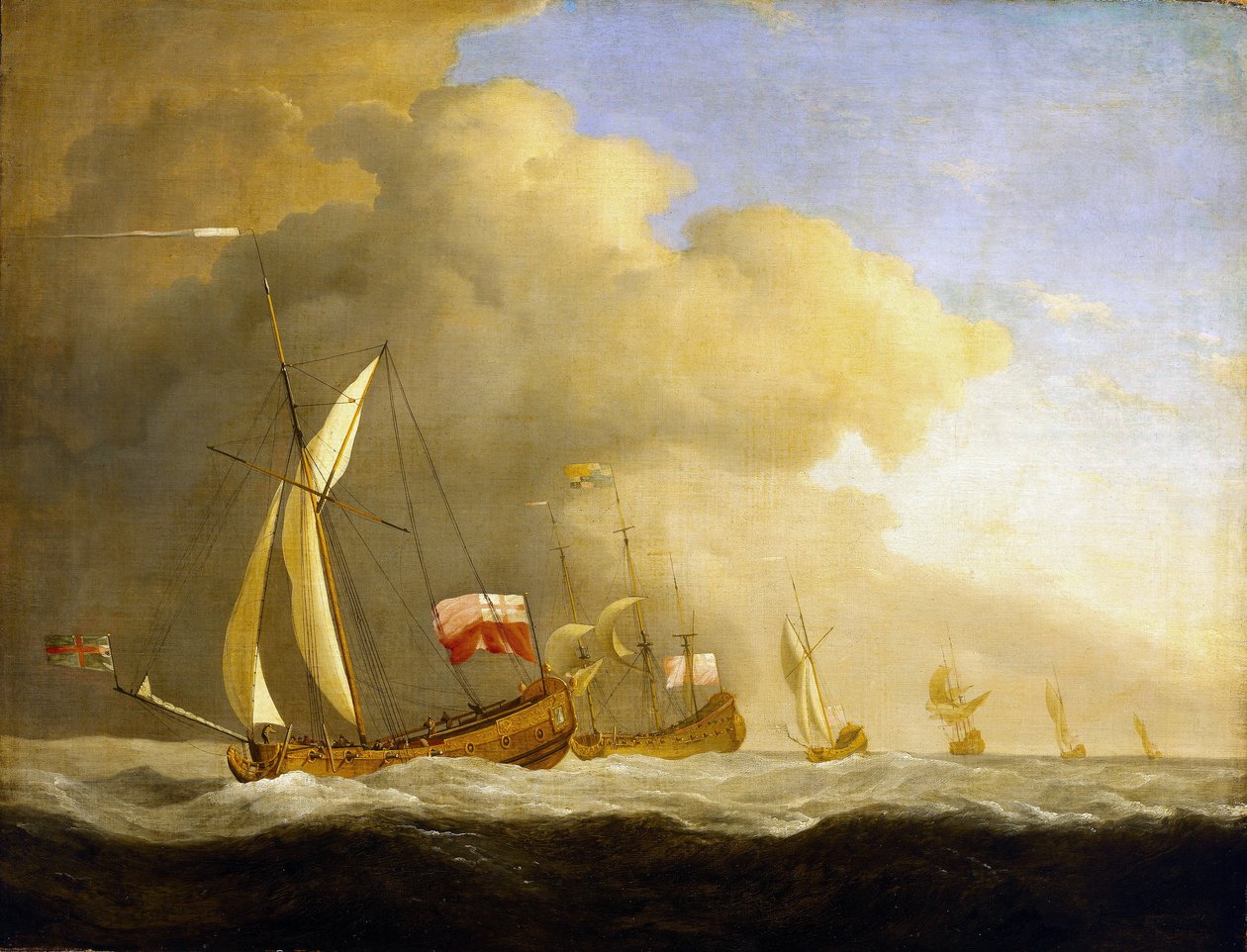 Brit királyi jachtok csoportja a tengeren alkotó: Willem van de Velde the Younger