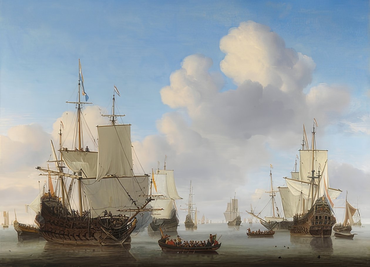 Holland hajók nyugodt tengereken. 1665 körül alkotó: Willem van de Velde the Younger