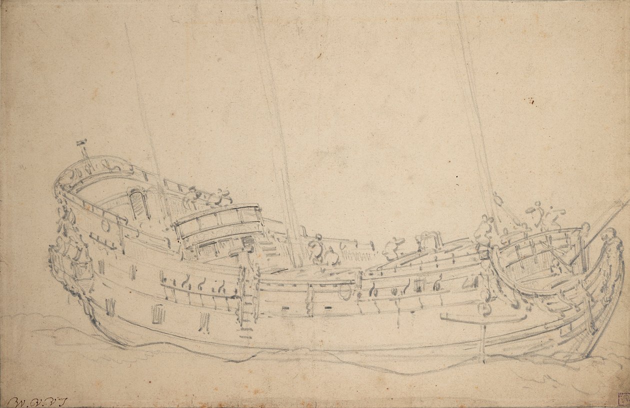 Egy angol ötödrangú portréja, 1675 körül (grafit) alkotó: Willem van de Velde the Younger