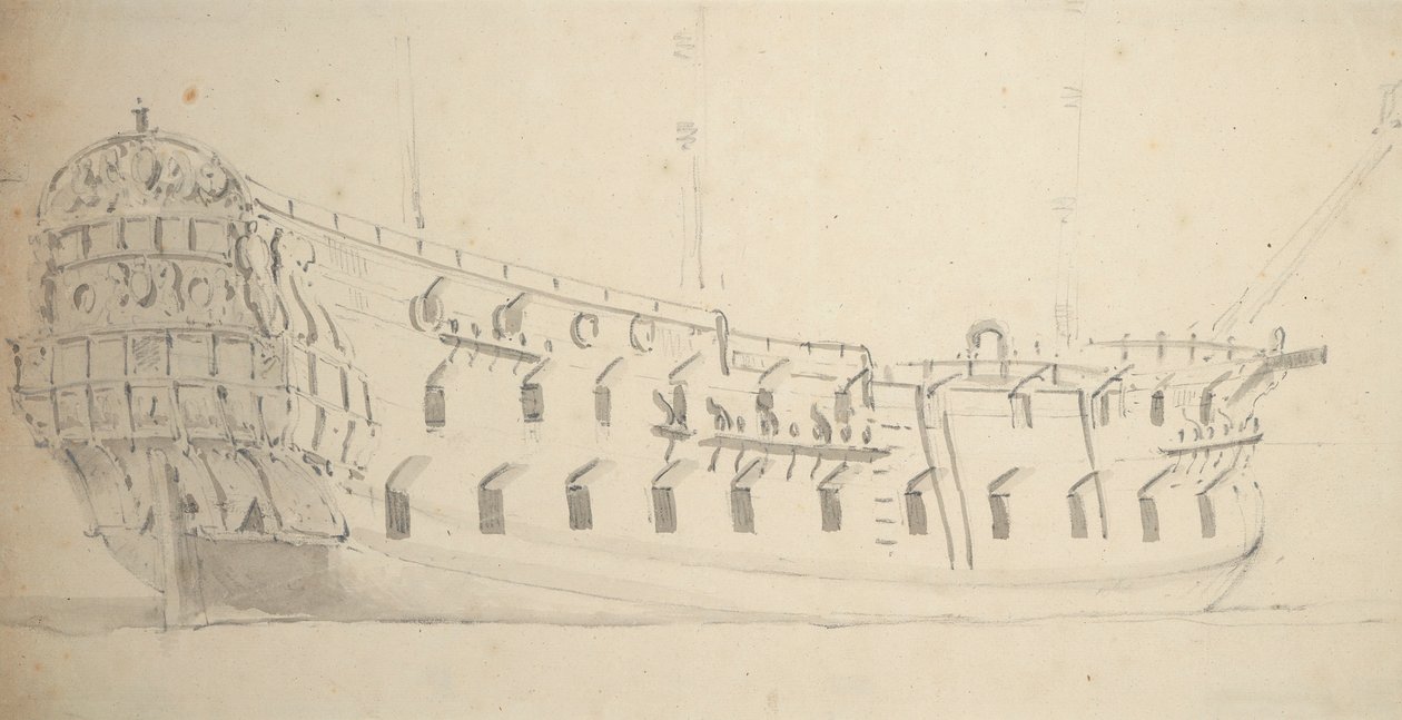 Egy angol negyedrangú portréja, 1685 körül (grafit, szürke tus) alkotó: Willem van de Velde the Younger