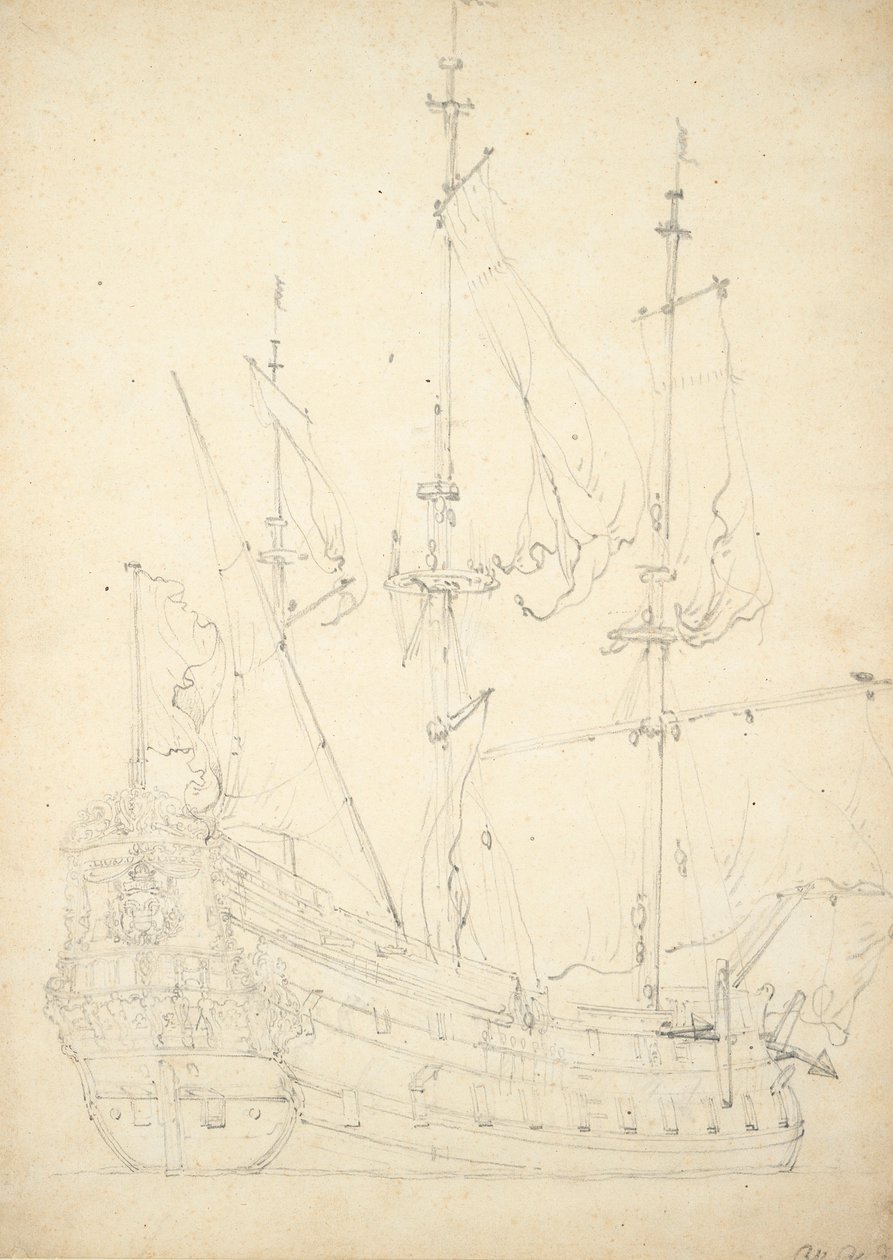A "Groeningen" portréja. Épült 1641-ben. 48 ágyú. Dánia 1666-1667-ben alapította, és ezt követően nem említik. Más néven "Stad Groeningen", "Wapen van Groeningen" és "Zwarte Arend", 1666 körül (offset, grafit). alkotó: Willem van de Velde the Younger