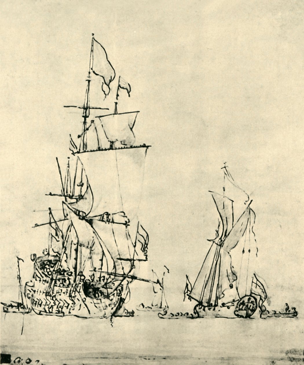 Hajók a tengeren, 17. század közepe-vége, 1943. alkotó: Willem van de Velde the Younger