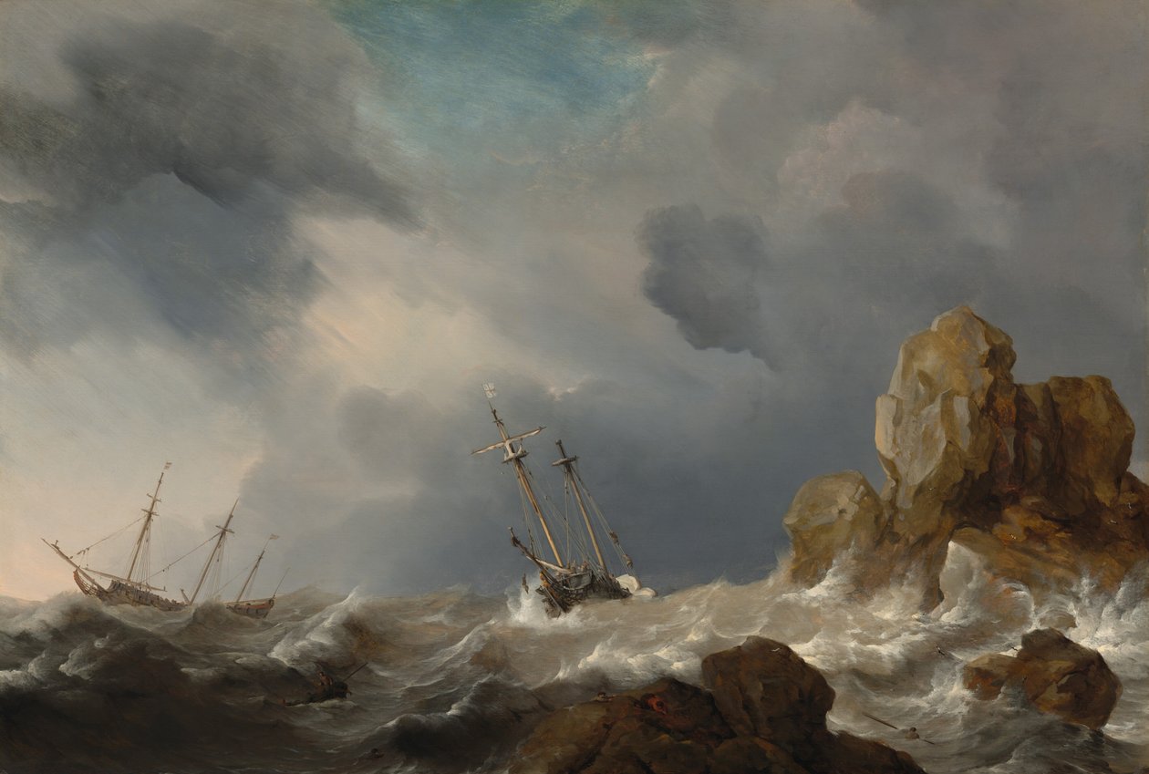 Hajók egy Gale-ban, 1660. alkotó: Willem van de Velde the Younger