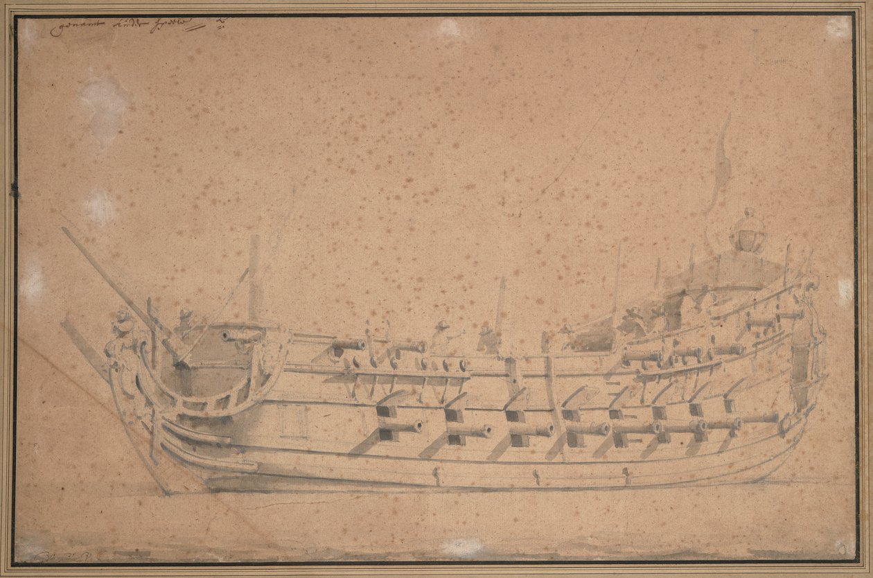 A "Játékdíj", 1689 körül (grafit, szürke mosás) alkotó: Willem van de Velde the Younger