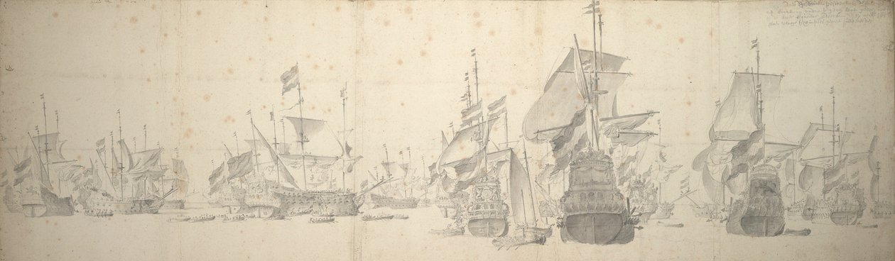 Haditanács a holland flottában Terschellingnél, 1658. október 7-17. alkotó: Willem van de the Elder Velde