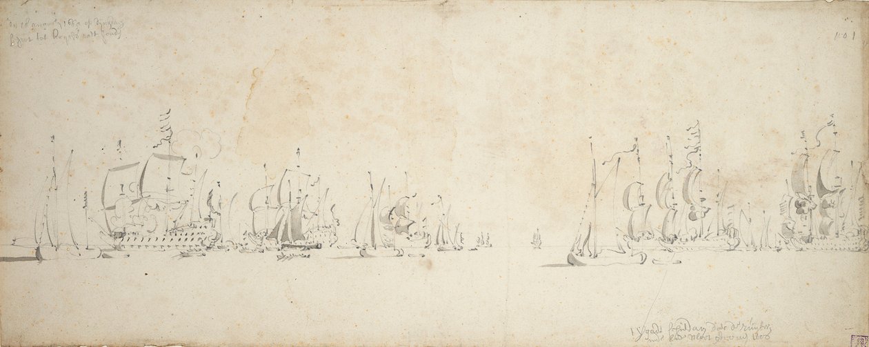 De Ruyter csatlakozik Tromp flottájához az Északi-tengeren, 1665. augusztus 8-18. alkotó: Willem van de the Elder Velde