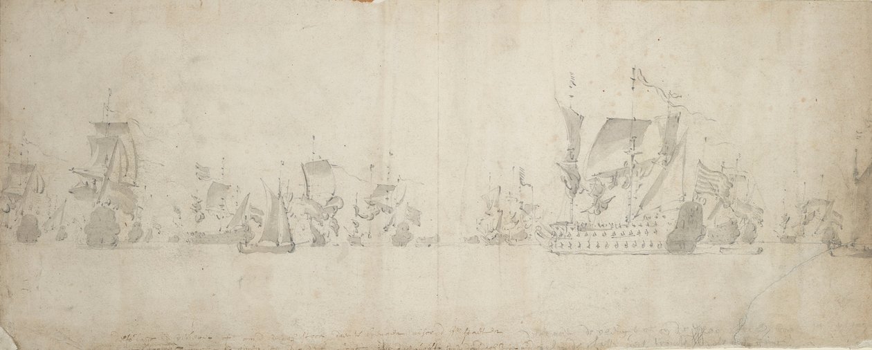 A holland flotta a haditanács után, 1665. augusztus 8-18. alkotó: Willem van de the Elder Velde