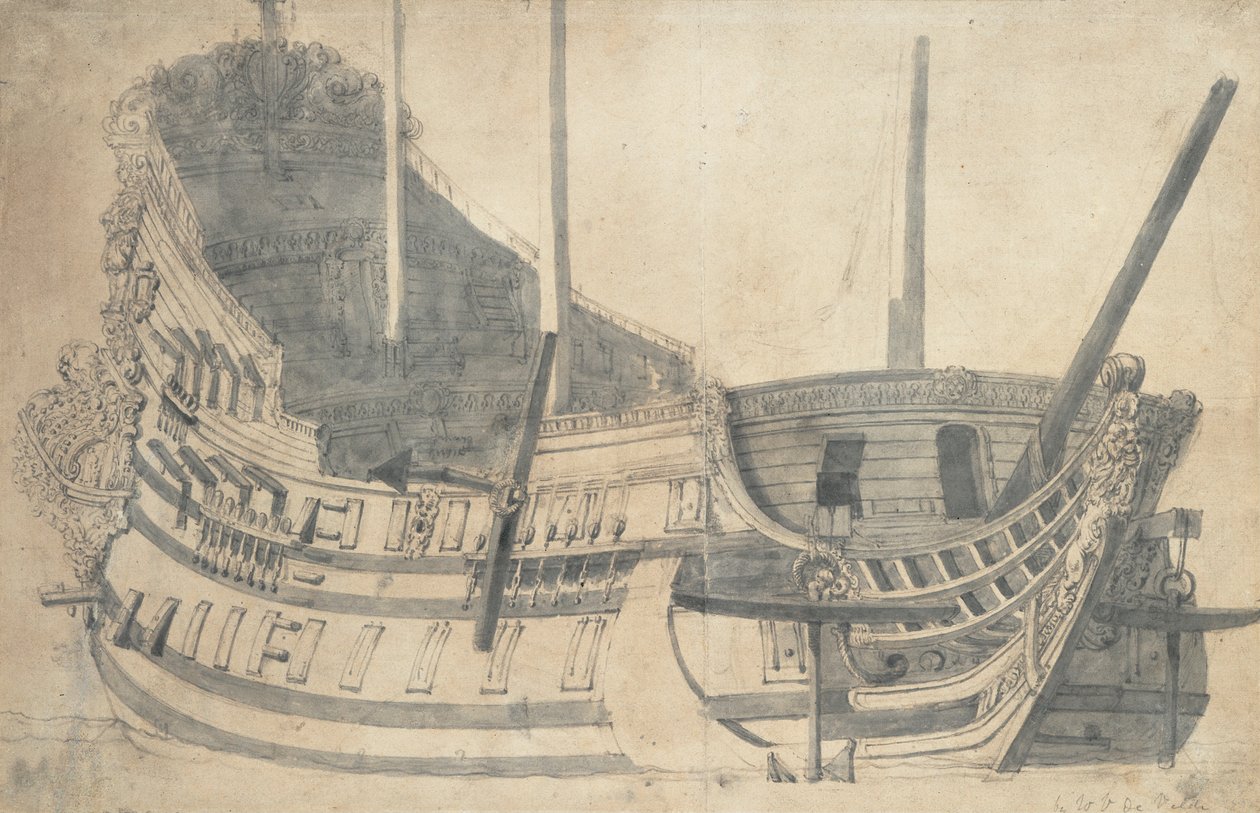 Jaarsveld portréja, 1665 körül (grafit, szürke tus) alkotó: Willem van de the Elder Velde