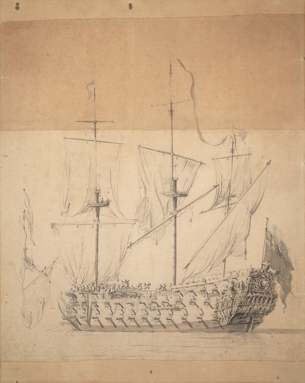 Egy angol harmadrangú portréja, 1673 körül (grafit, szürke tus) alkotó: Willem van de the Elder Velde