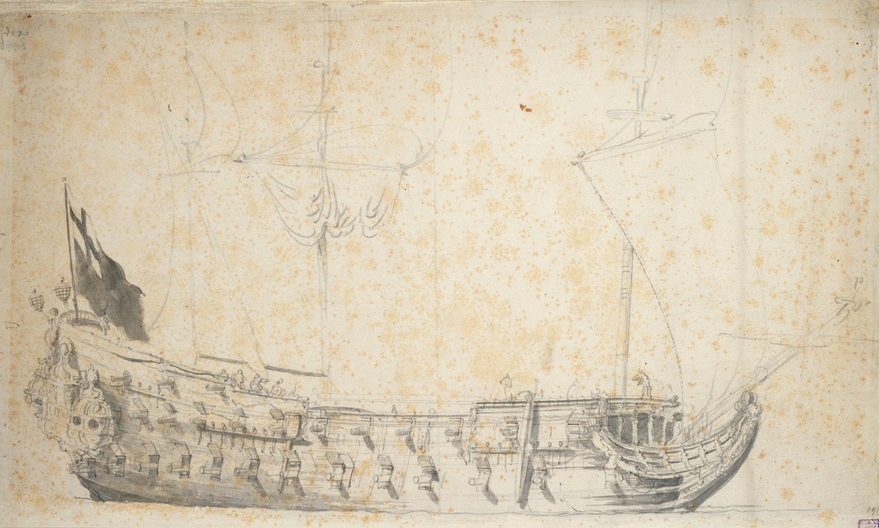 Az "Essex" portréja, 1660 körül (grafit, szürke mosás) alkotó: Willem van de the Elder Velde