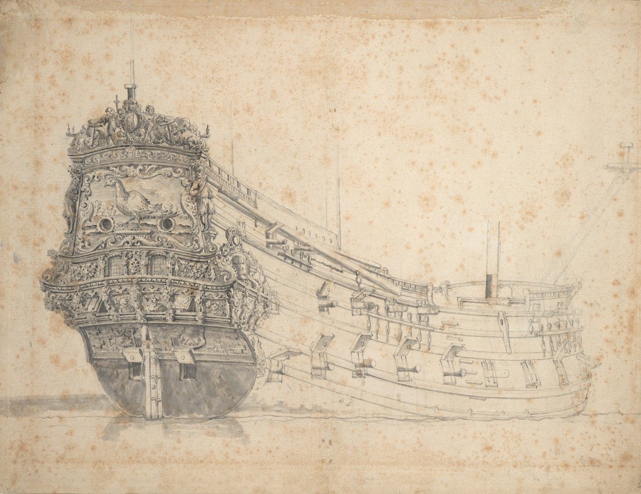 A Fazant portréja, 1655 körül (grafit, szürke tus) alkotó: Willem van de the Elder Velde