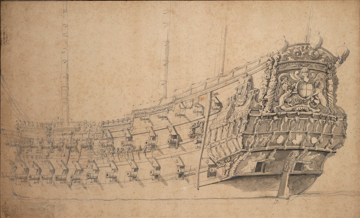 A "Mountagu" portréja, 1661 körül (grafit, szürke tus) alkotó: Willem van de the Elder Velde