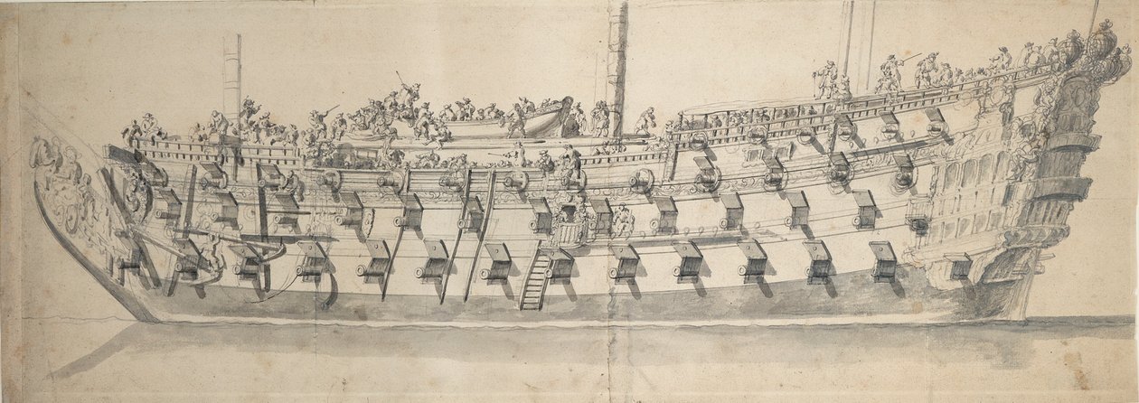 A "Neptun" portréja, 1685 körül (rajz) alkotó: Willem van de the Elder Velde