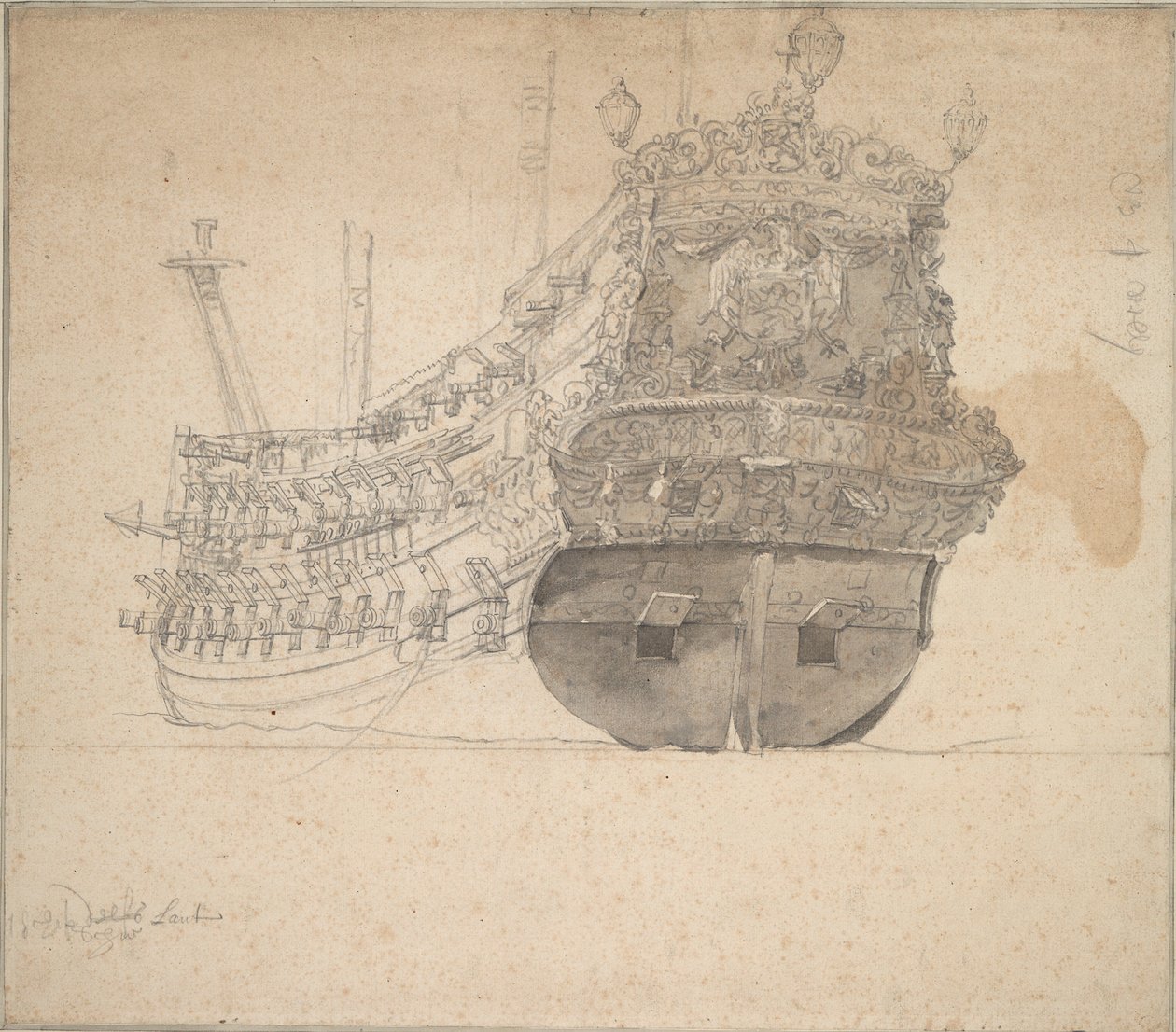 A Schieland portréja, 1666 körül (grafit, szürke mosás) alkotó: Willem van de the Elder Velde