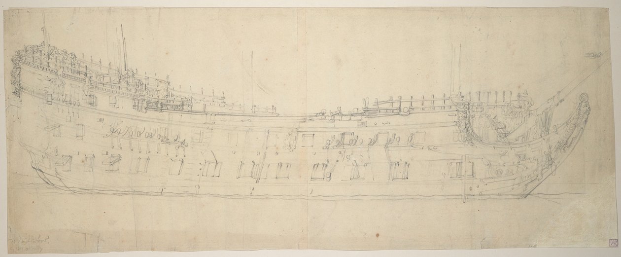 Az 1621-ben épült és 1653-ban átépített 64 ágyús "Swiftsure" portréja. alkotó: Willem van de the Elder Velde
