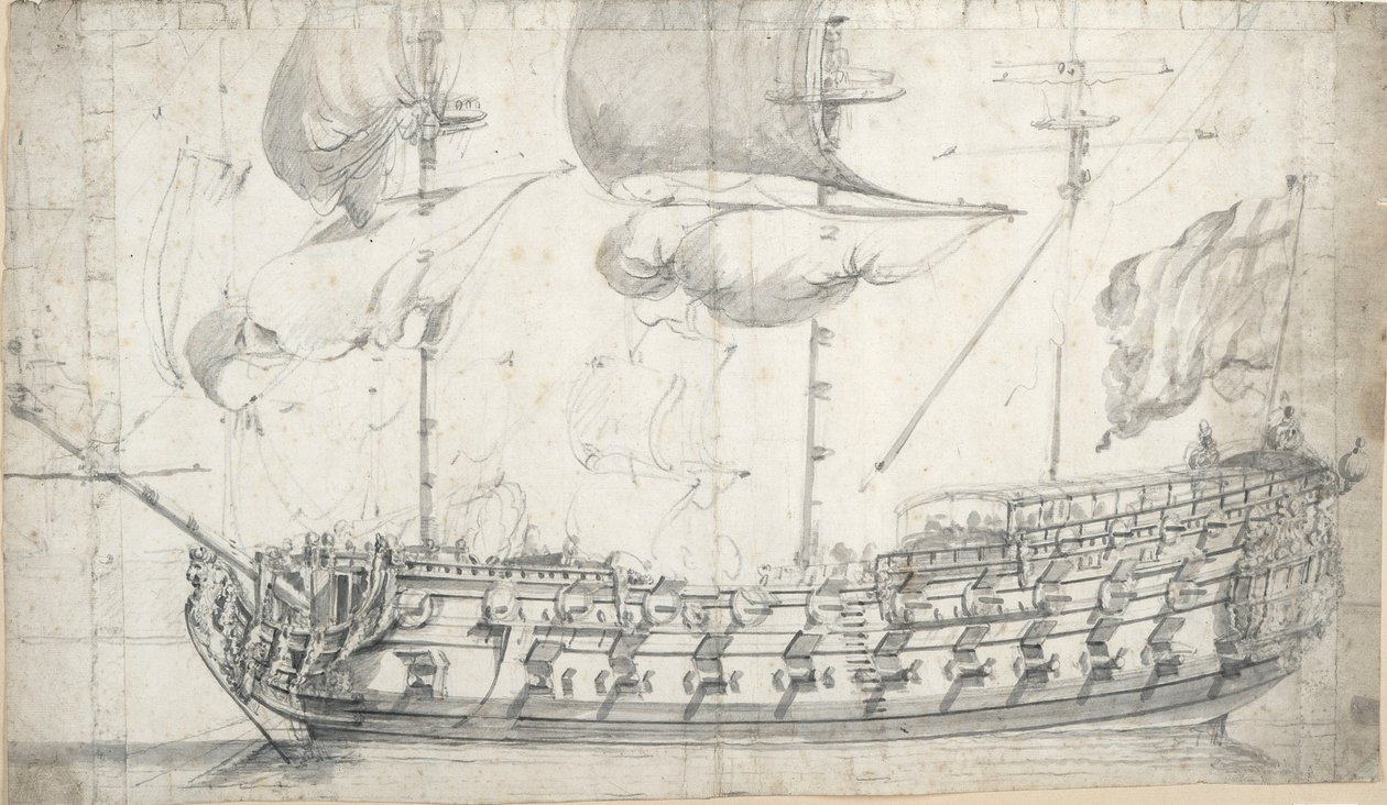 A "Tigris" portréja (1678), 1681 körül (grafit, szürke tus) alkotó: Willem van de the Elder Velde