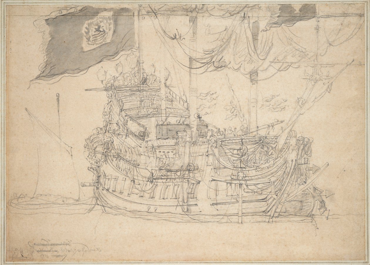 A "Zeelandia" portréja, 1659 körül (grafit, szürke mosás) alkotó: Willem van de the Elder Velde