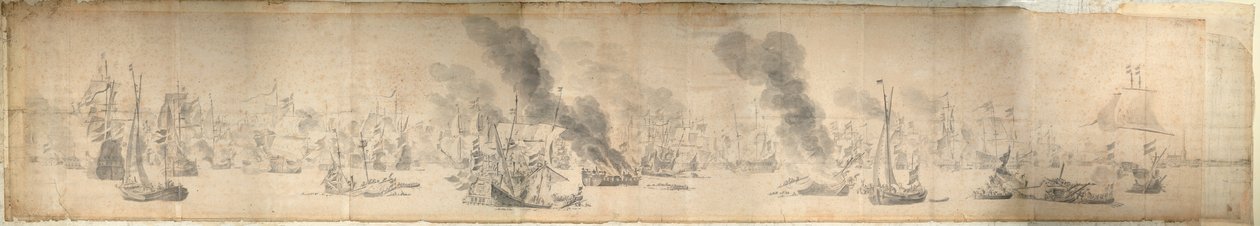 A Soundi csata, 1658. október 29., 1658 körül (papír) alkotó: Willem van de the Elder Velde