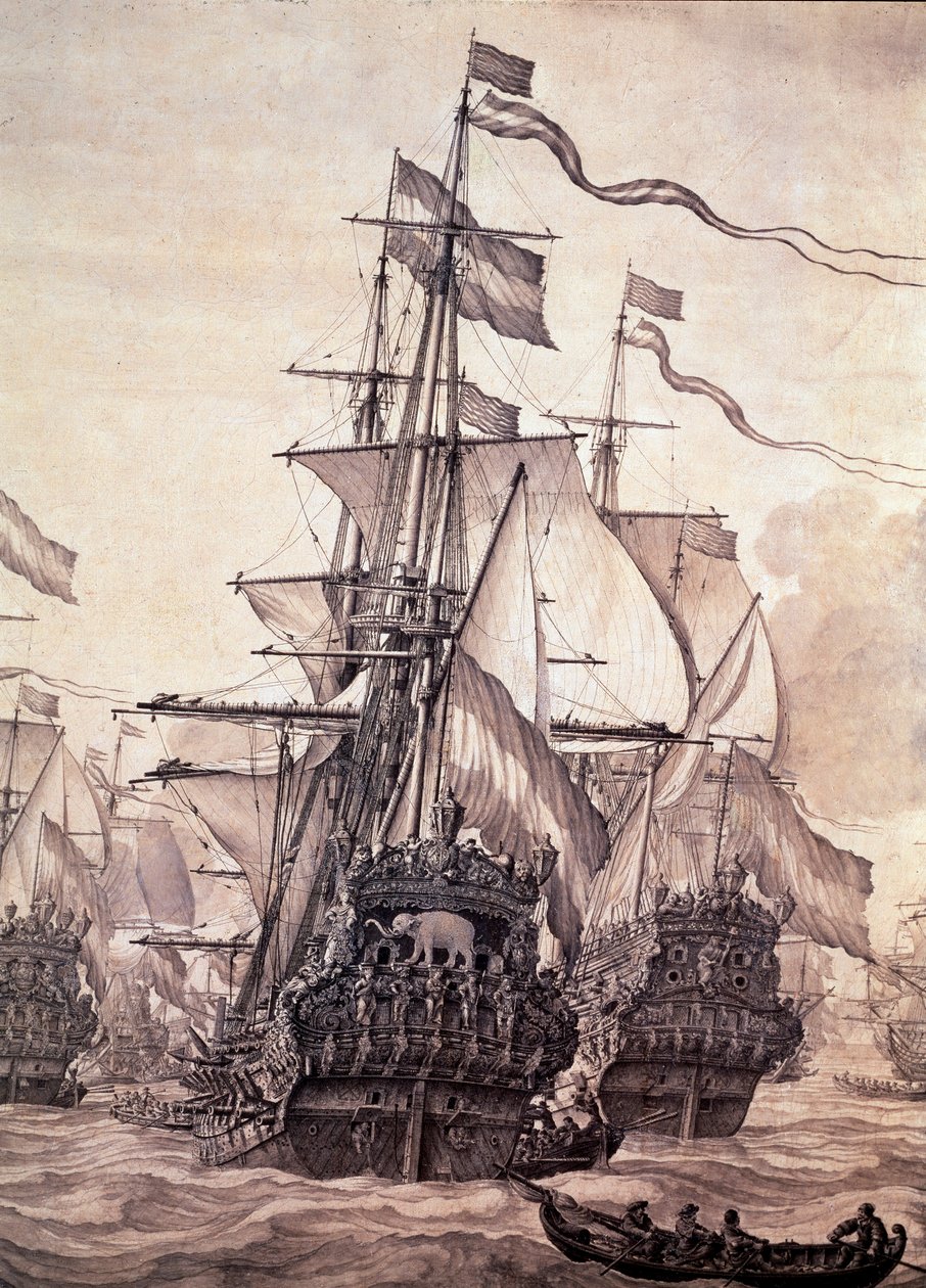 A holland flotta 1672-ben. Részlet - olaj, vászon alkotó: Willem van de the Elder Velde