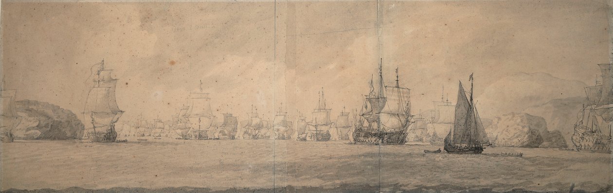 A holland indián hajók Bok op Raa (Bjaelkero) felé hajózva, 1665. augusztus 25-szeptember 4. alkotó: Willem van de the Elder Velde