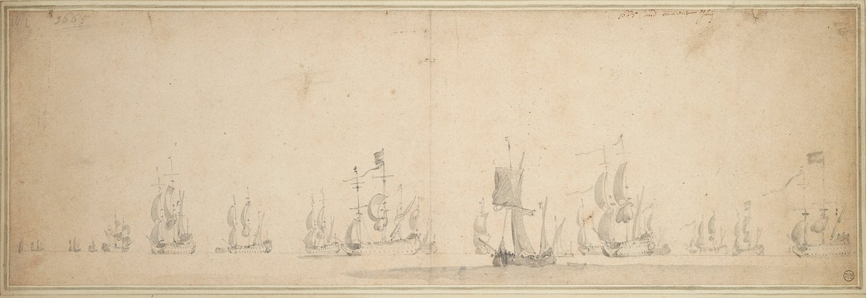 A holland flotta a lowestofti csata előtt, 1665. május-június alkotó: Willem van de the Elder Velde