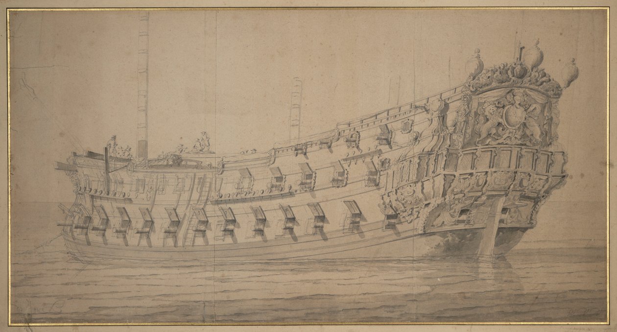 A "York", 1674 körül (grafit, szürke mosás) alkotó: Willem van de the Elder Velde