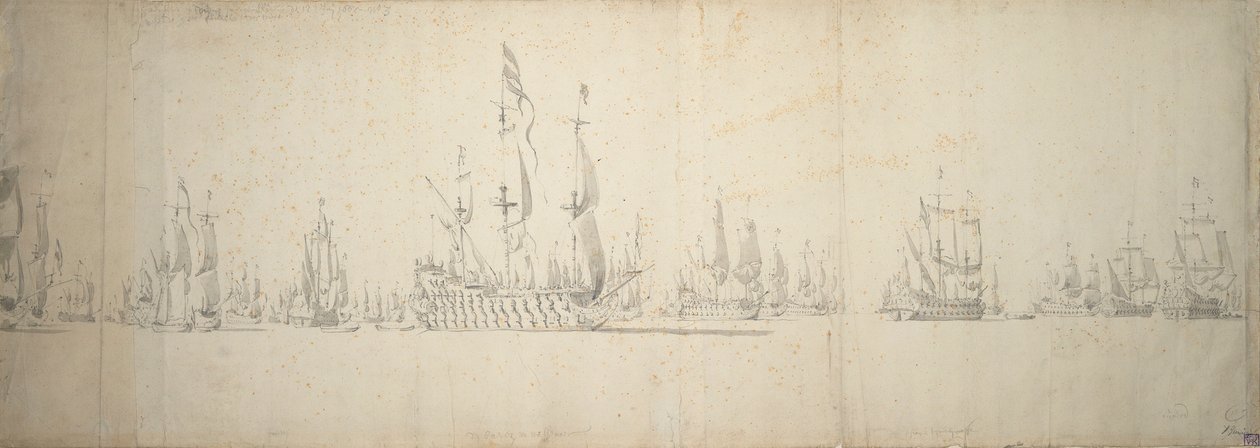 A lowestofti csata előtti nap, 1665. június 2-12. alkotó: Willem van de the Elder Velde