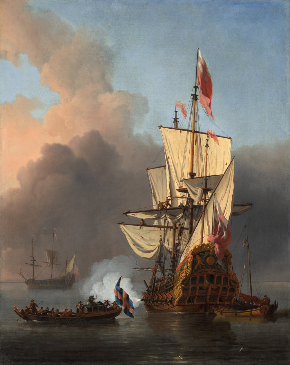 Egy angol hadihajó tiszteleg alkotó: Willem van de the Younger Velde