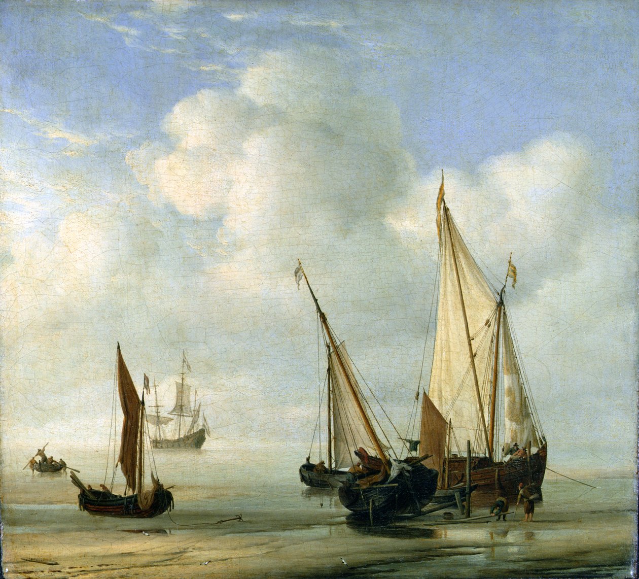 Nyugodt tenger. 1650 körül (olaj, vászon, panelre fektetve) alkotó: Willem van de Velde the Younger