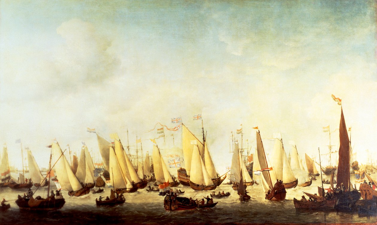 II. Stuart Károly beszállása Scheveningenben alkotó: Willem van de Velde the Younger