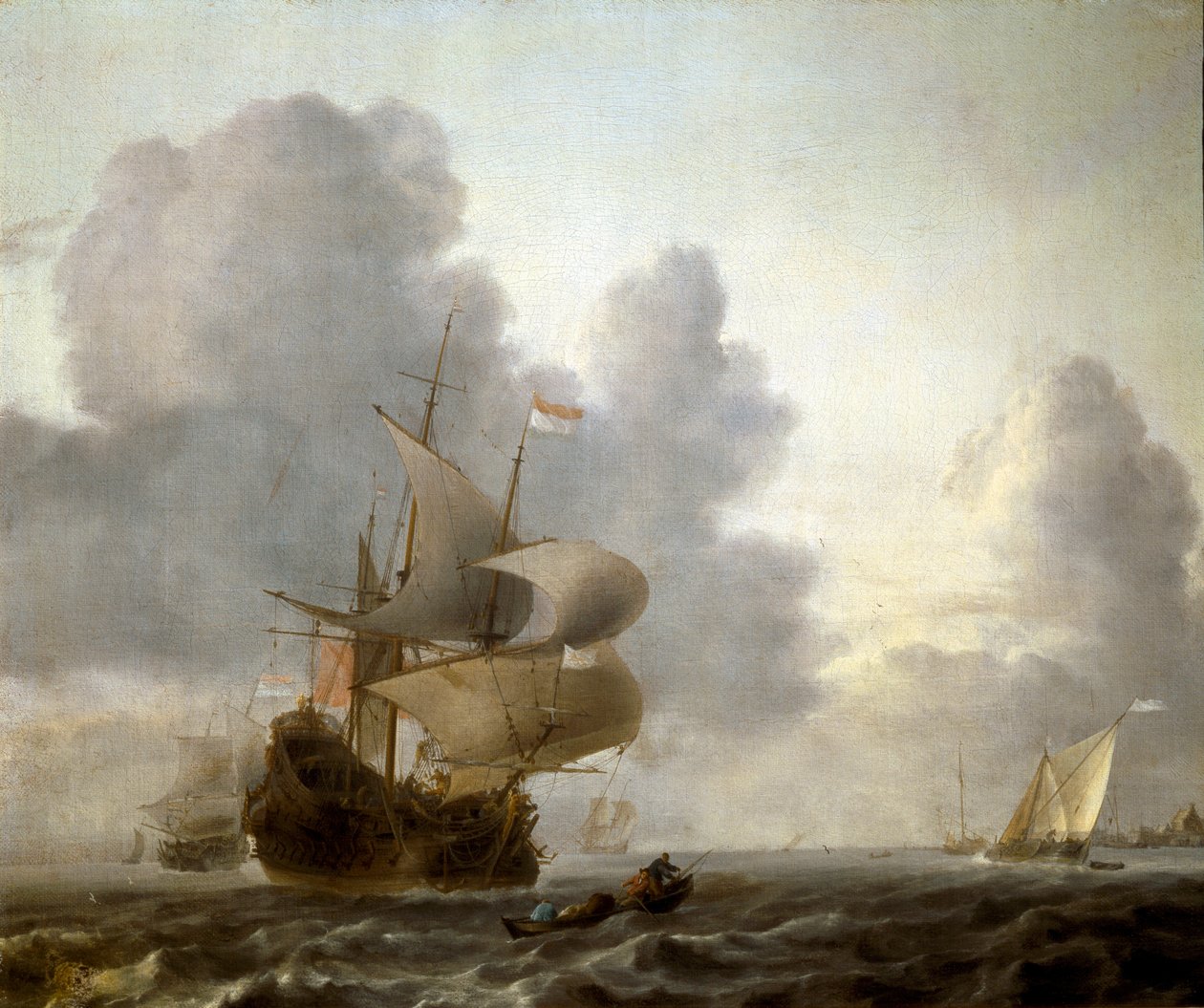 Csónakok tája a megrendült tengeren (Festmény alkotó: Willem van de Velde the Younger