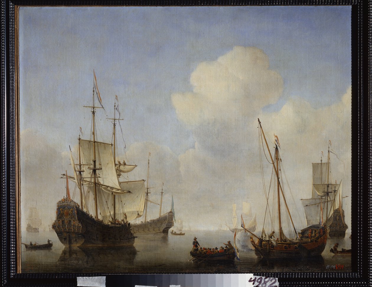 A holland osztag a nyugat-afrikai parton. Ifjabb Willem van de Velde (1633-1707) festménye. Olaj, vászon, 1660 körül. Holland iskola, barokk művészet. Állami Szabadtéri Múzeum Peterhof, Saint Peters alkotó: Willem van de Velde the Younger