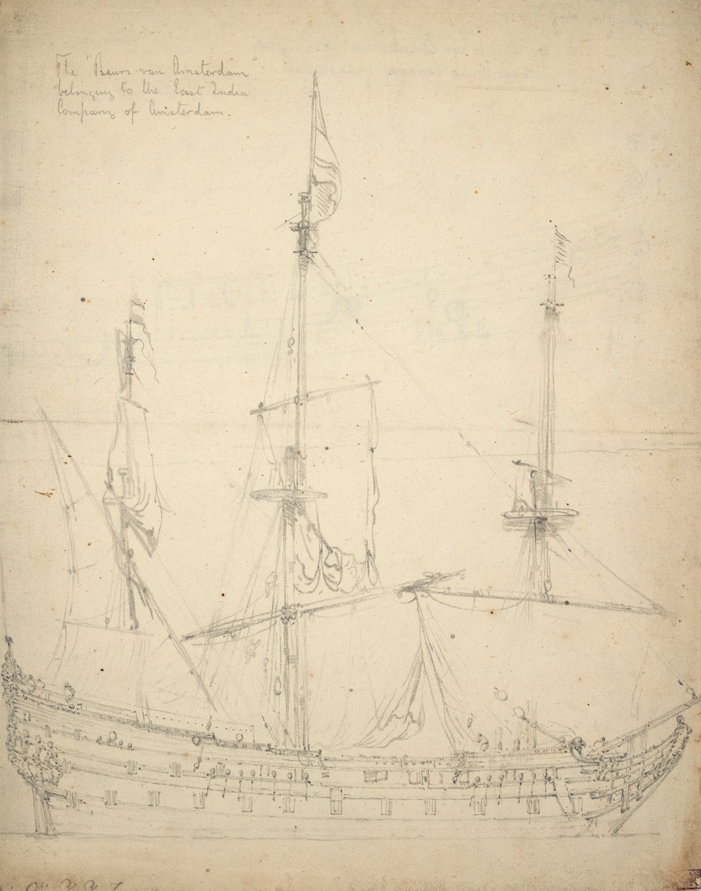 A "Beurs van Amsterdam" portréja. 1654-ben épült indián hajónak. 52 ágyú. Az államok szolgálatába állt 1665-ben. Visszatért a Társasághoz 1666-ban, 1665 körül (offset). alkotó: Willem van de Velde the Younger