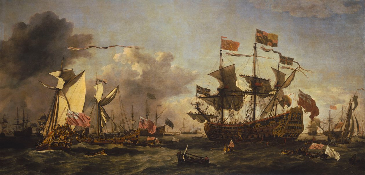 Királyi látogatás a flottánál a Temze torkolatánál, 1672. június 6. alkotó: Willem van de Velde the Younger