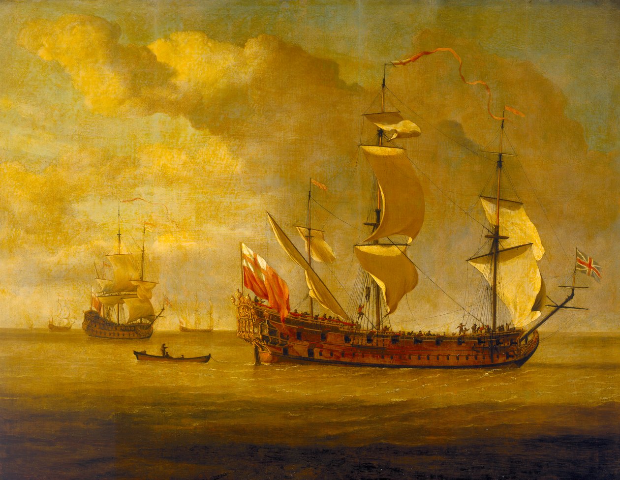 A "Charles Galley" könnyű szellő előtt, 17. század vége (olaj, tábla) alkotó: Willem van de Velde the Younger