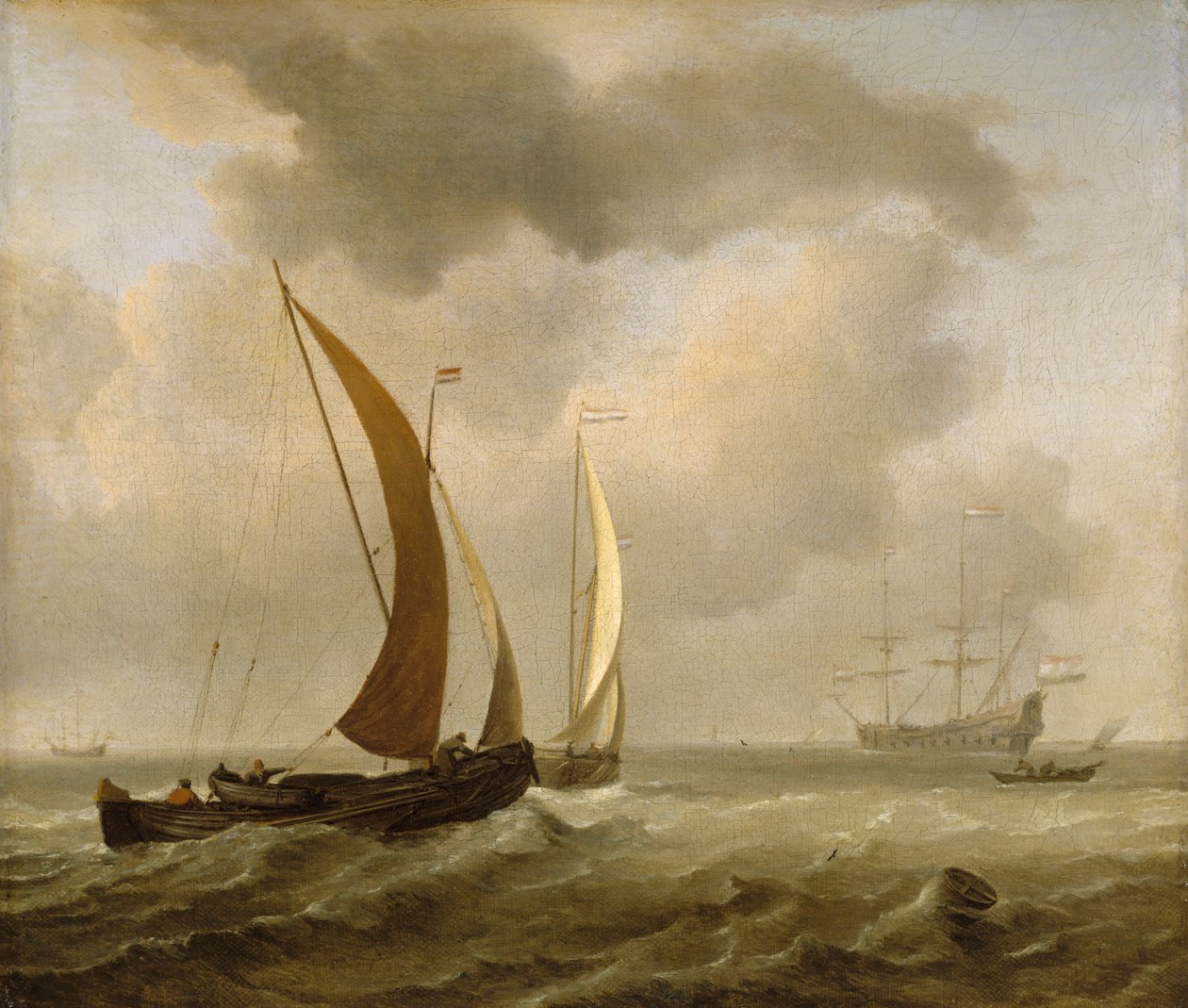 Két kaag a tengeren friss szellő előtt, 17. század vége (olajfestmény) alkotó: Willem van de Velde the Younger