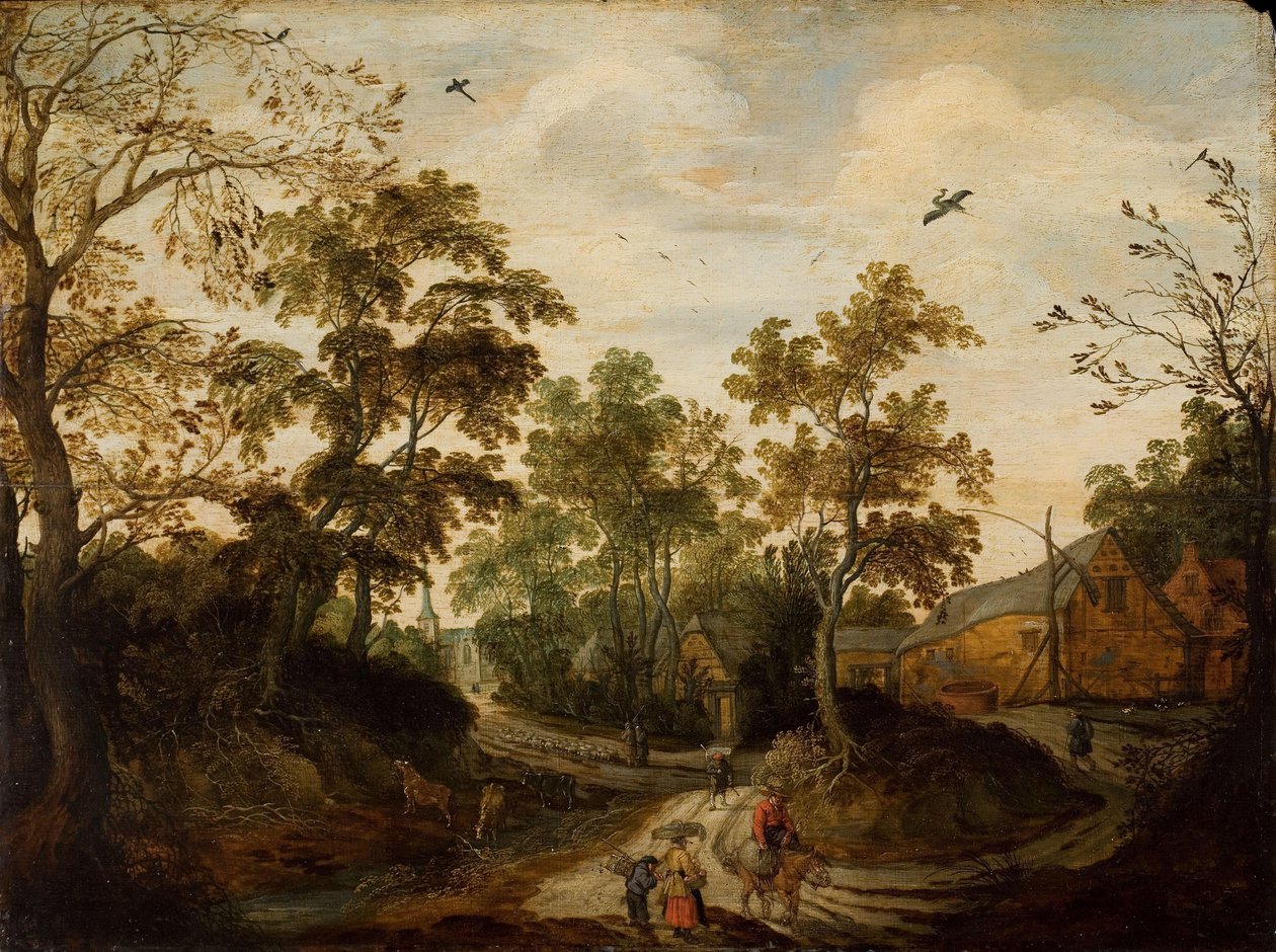 Kilátás egy falura alkotó: Willem van den Bundel