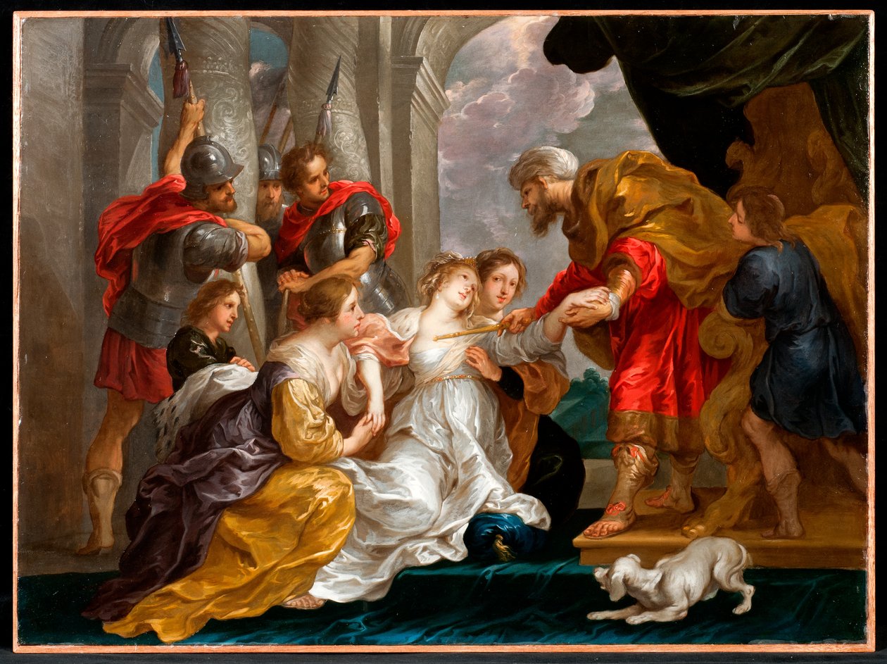 Eszter bemutatkozik a palotában (olaj, réz) alkotó: Willem van the Elder Herp