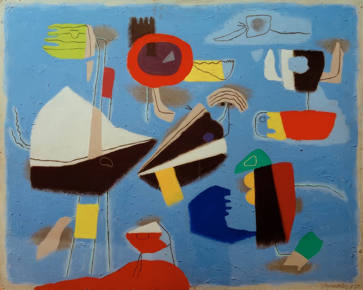 A legyező kék alapon alkotó: Willi Baumeister