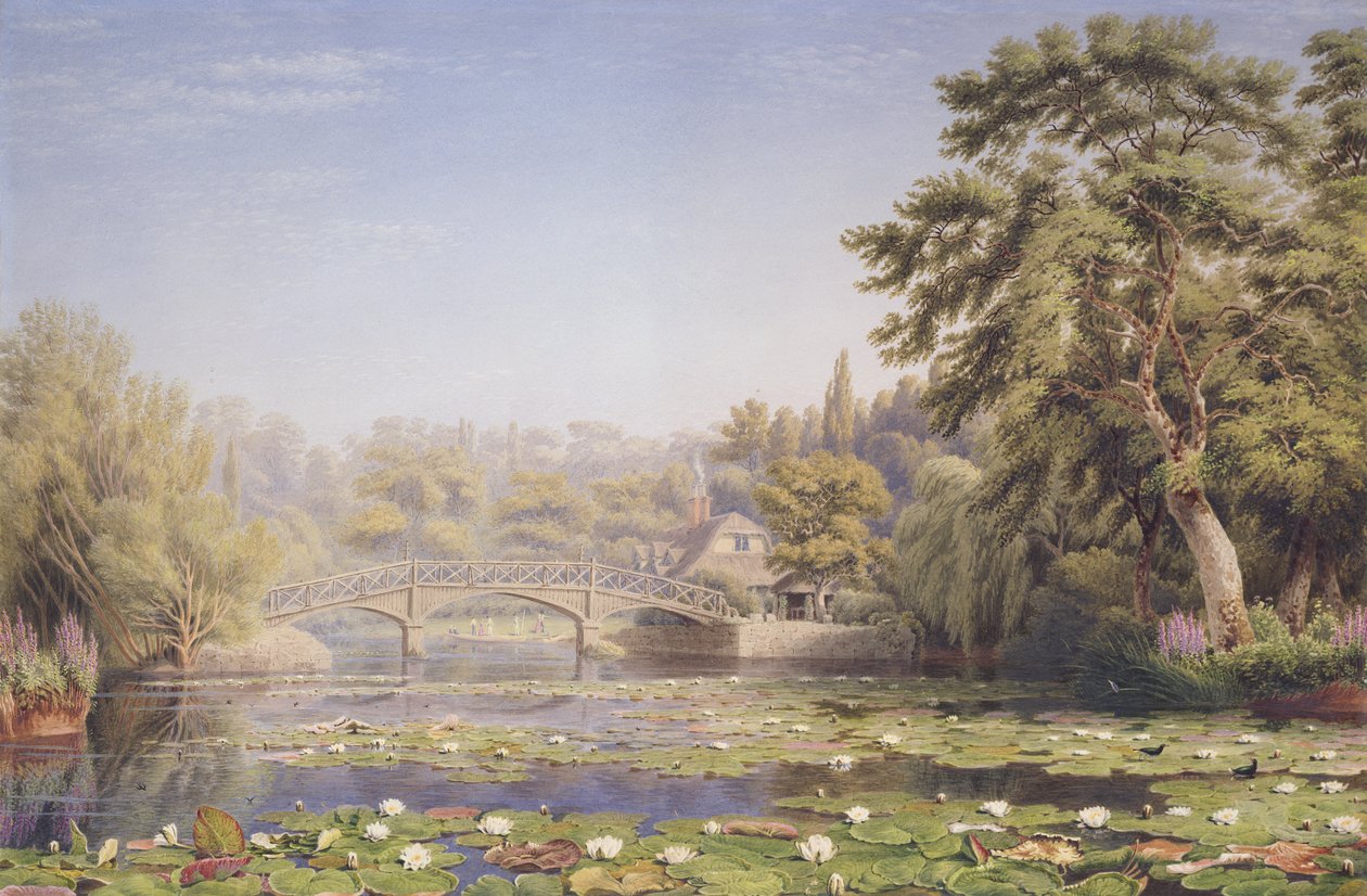 Nuneham Courtenay rusztikus híd és házikó, Abingdon közelében (wc és testszín papíron) alkotó: Joseph Mallord William Turner