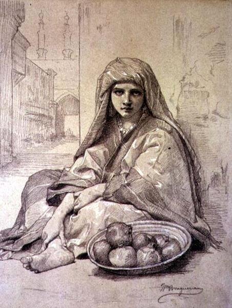 Algériai lány gránátalmát árul alkotó: William Adolphe Bouguereau