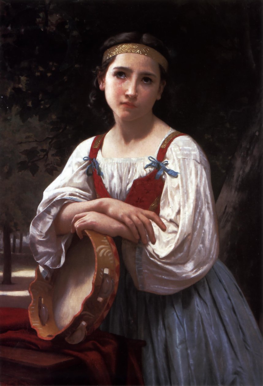 Cigánylány baszk dobbal alkotó: William Adolphe Bouguereau