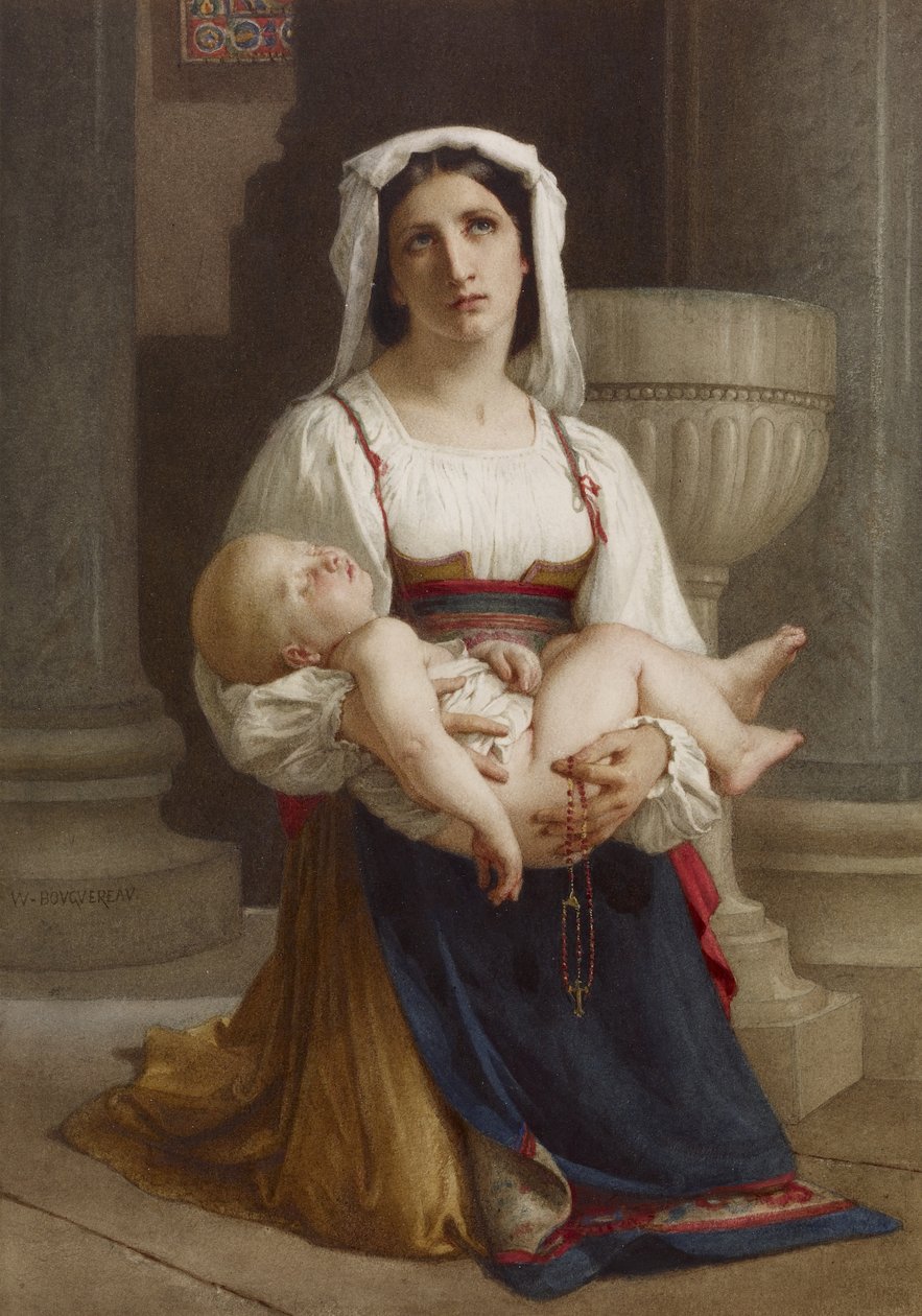 Olasz paraszt térdelt gyermekkel alkotó: William Adolphe Bouguereau