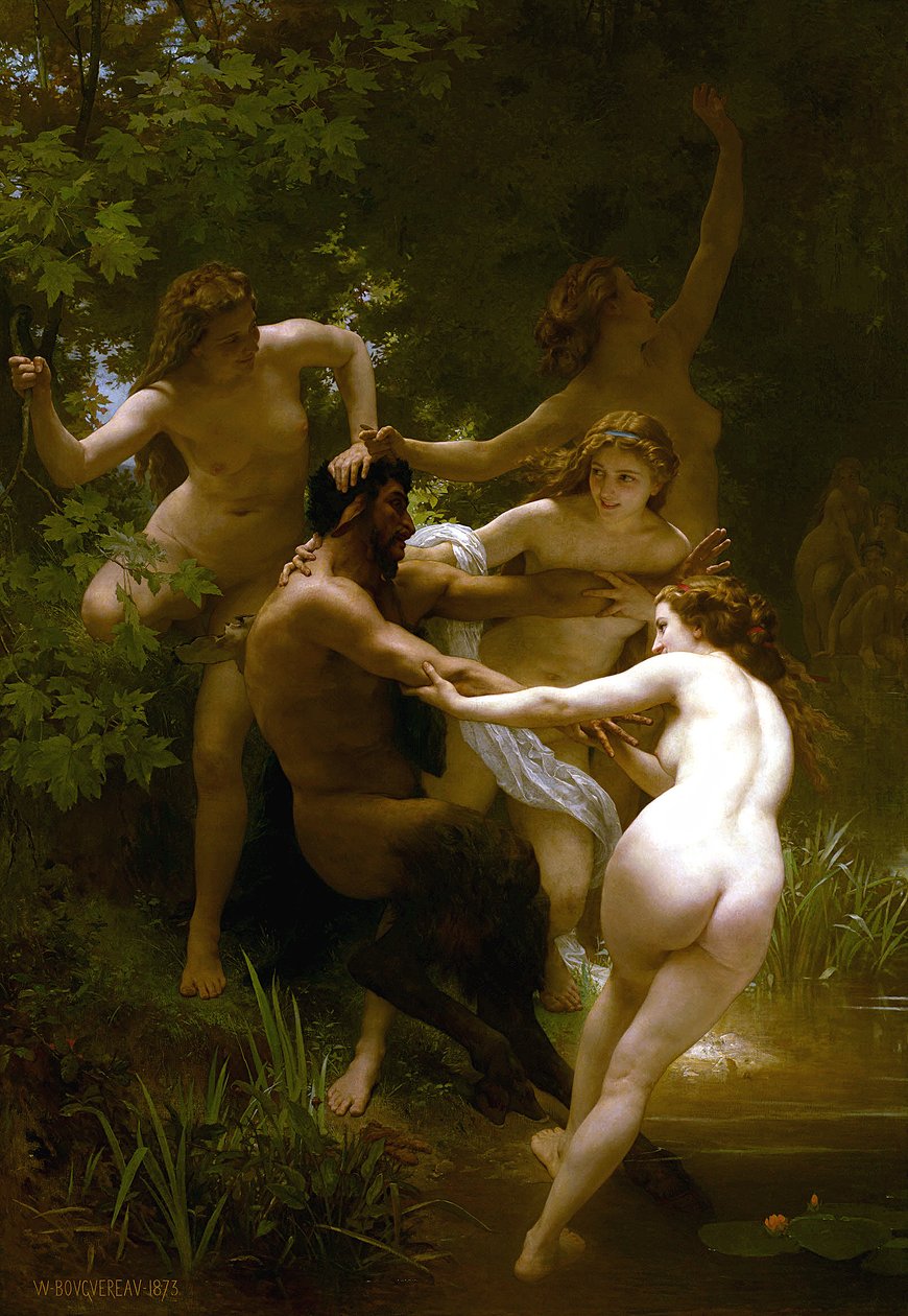 Nimfák és szatír alkotó: William Adolphe Bouguereau