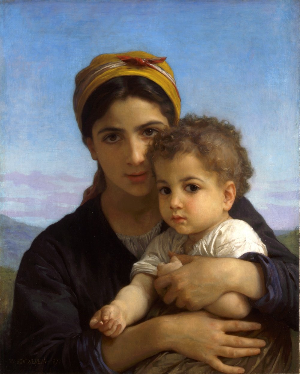 Fiatal lány és gyermek alkotó: William Adolphe Bouguereau